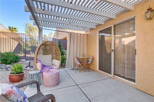 view of patio with a fenced backyard and a pergola