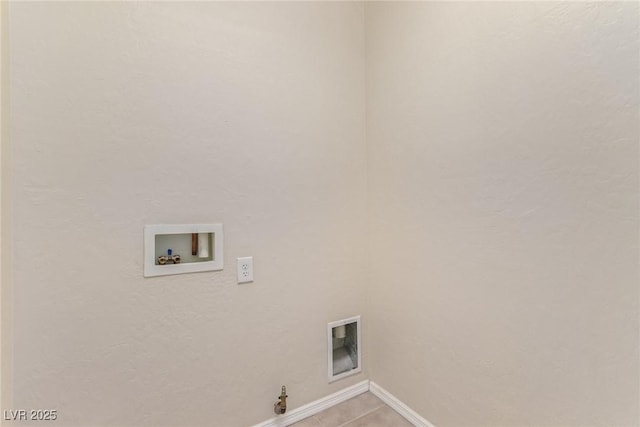 laundry area with hookup for a washing machine, baseboards, hookup for a gas dryer, and laundry area