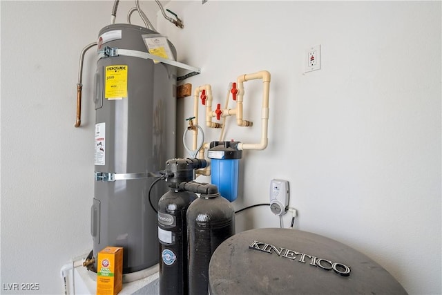 utility room with secured water heater