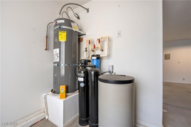 utility room with secured water heater