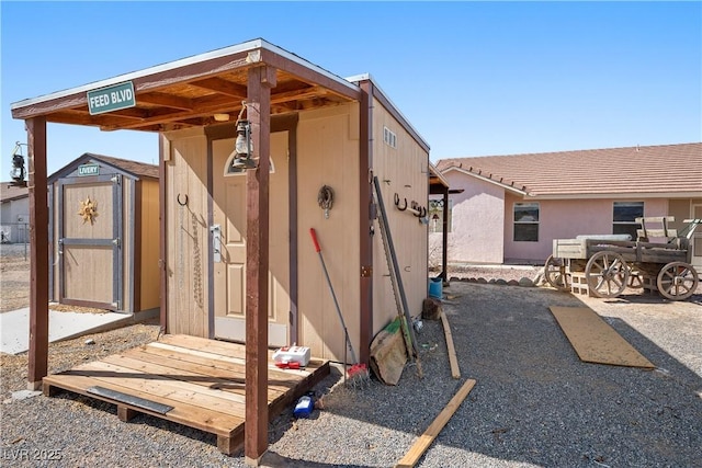 view of shed