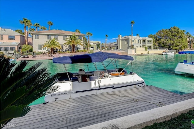 view of dock featuring a pool