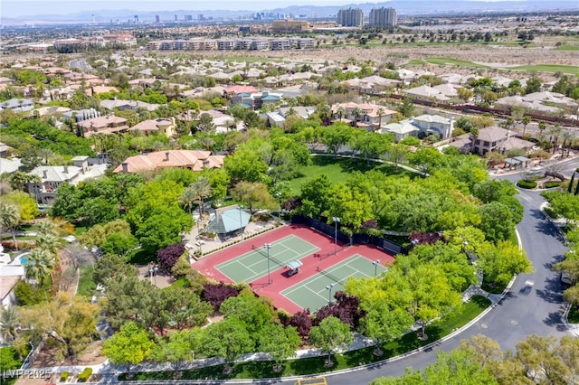 drone / aerial view with a residential view