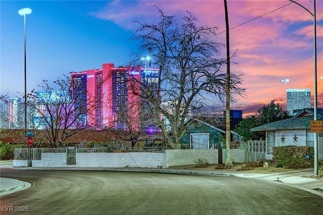 view of property featuring a fenced front yard