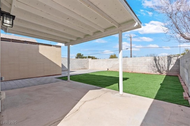 view of patio featuring a fenced backyard