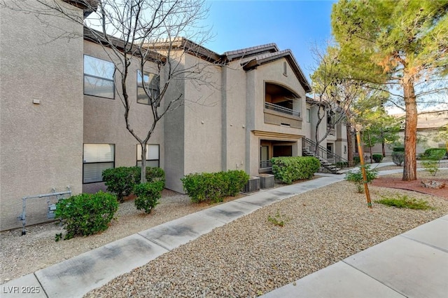 view of home's exterior with stucco siding