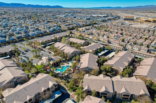 bird's eye view with a mountain view and a residential view