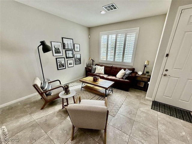 interior space featuring visible vents and baseboards