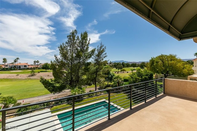 7999 Pinnacle Peak Ave, Las Vegas, NV 89113 - balcony with view of pool area, a mountain view, and view of golf course