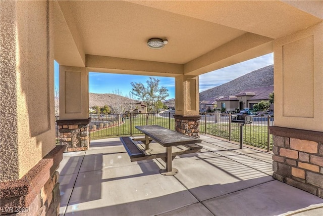 view of patio / terrace featuring a residential view