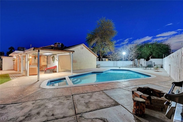 view of pool with a patio area, a fenced backyard, and a fenced in pool