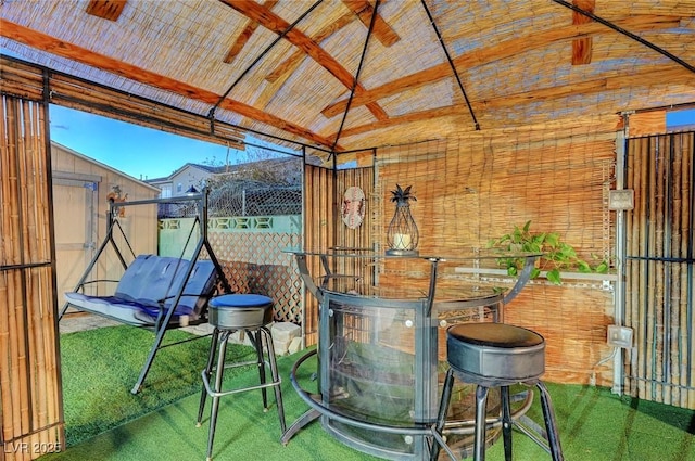 view of patio featuring fence