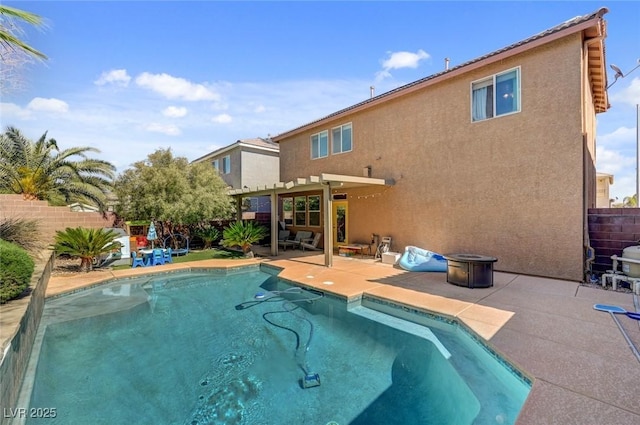 view of pool with a patio area, a fenced backyard, and a fenced in pool