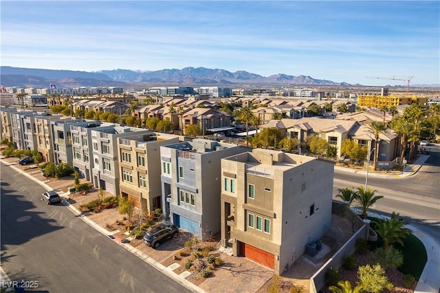 aerial view with a residential view and a mountain view