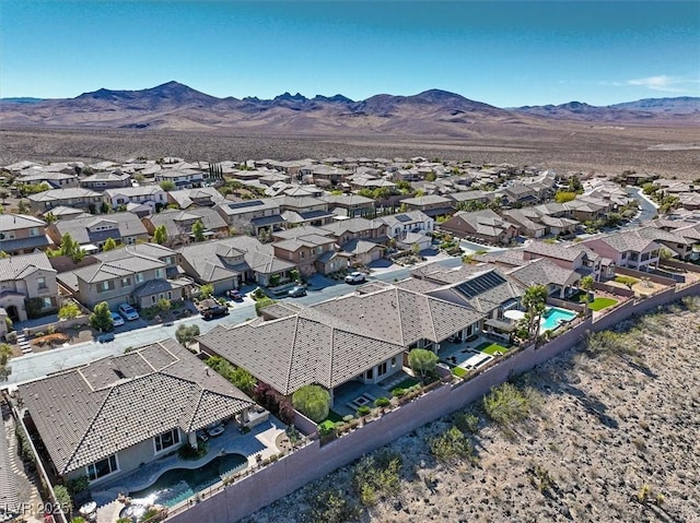 aerial view with a residential view and a mountain view