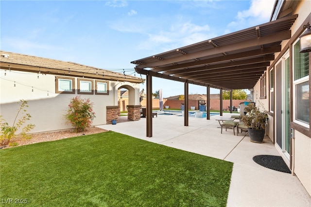 view of patio featuring a fenced in pool and a fenced backyard