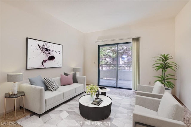 living area with baseboards