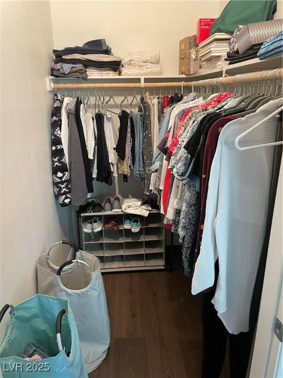 spacious closet with wood finished floors