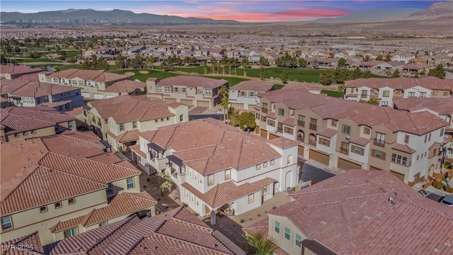 birds eye view of property featuring a residential view and a mountain view