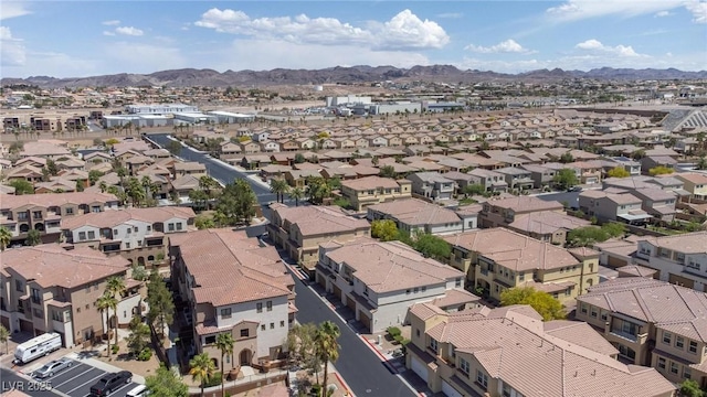 bird's eye view featuring a mountain view and a residential view