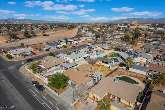 aerial view with a residential view and a mountain view