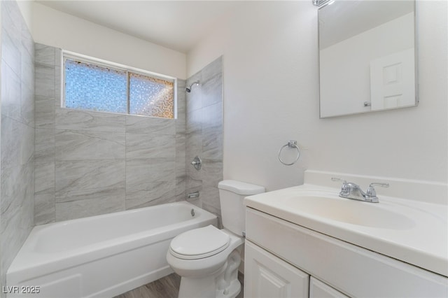 1817 Allen Ave, Henderson, NV 89011 - bathroom with toilet, vanity, tub / shower combination, and wood finished floors