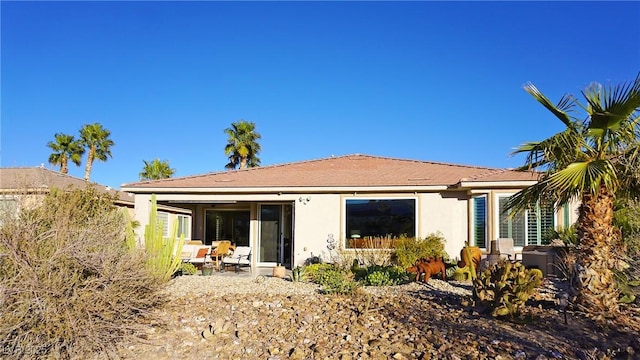 back of house with a patio area and stucco siding