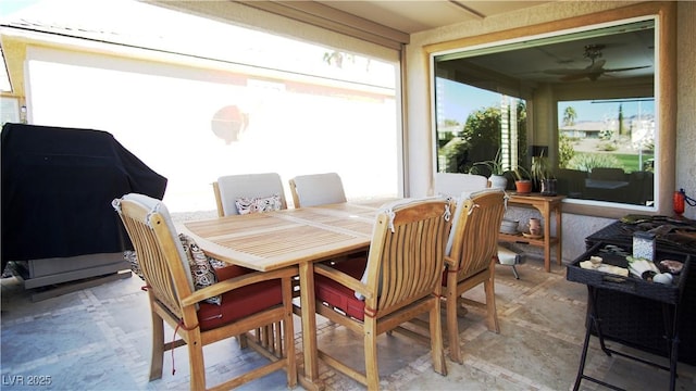 dining space with tile patterned floors