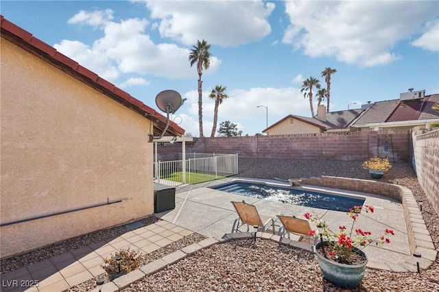 view of yard featuring a patio area and a fenced backyard