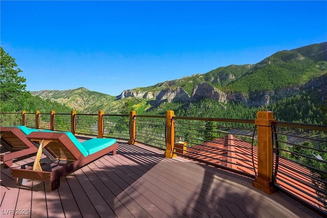 deck featuring a mountain view