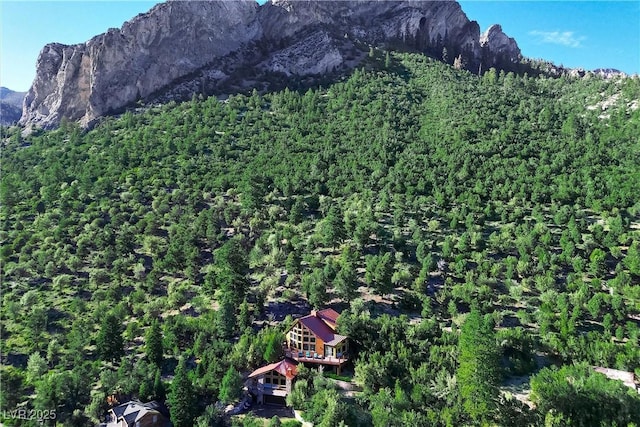 property view of mountains featuring a view of trees