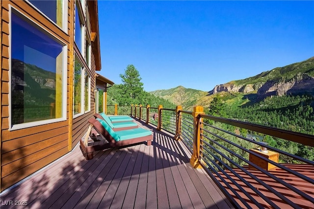 deck featuring a mountain view