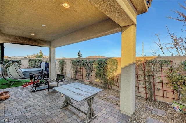 view of patio with a fenced backyard