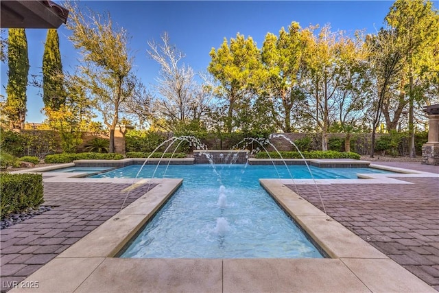 view of pool featuring a fenced in pool and fence