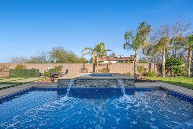 view of pool featuring a fenced backyard and a fenced in pool