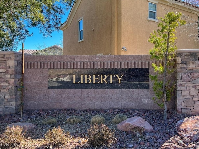 view of community sign