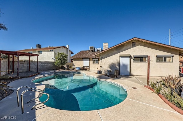 view of swimming pool with a fenced in pool, a patio area, and a fenced backyard