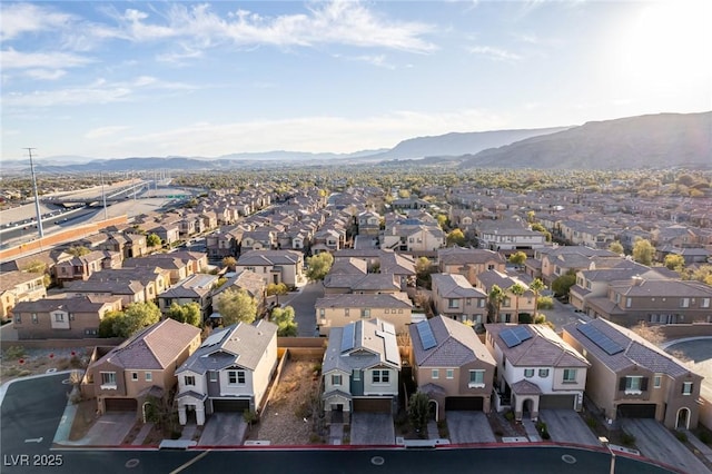 aerial view with a residential view and a mountain view