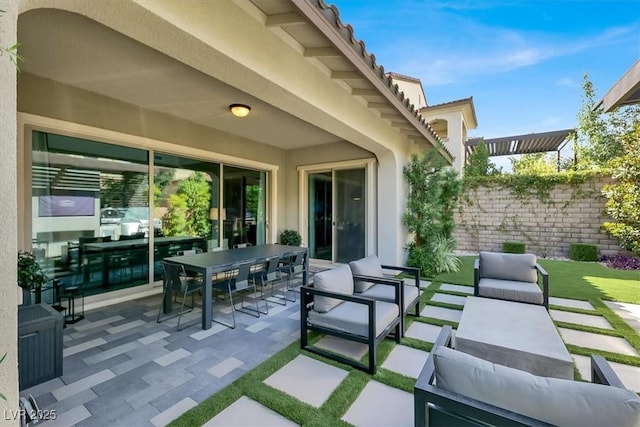 view of patio / terrace featuring an outdoor hangout area and outdoor dining space