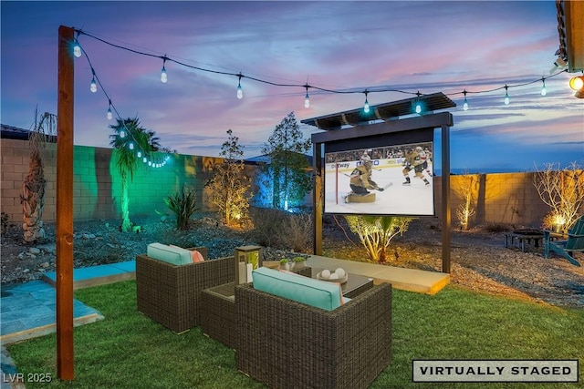 view of patio featuring a fenced backyard