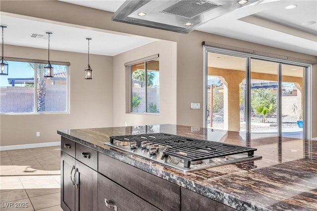 kitchen with plenty of natural light, visible vents, and stainless steel gas stovetop