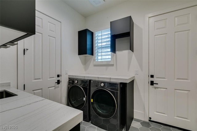 laundry room with laundry area and washing machine and clothes dryer