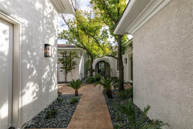 exterior space with stucco siding