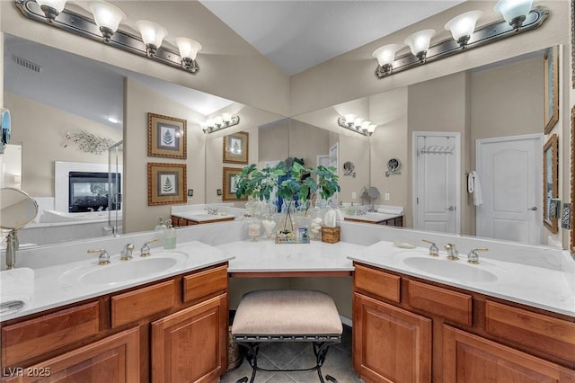 full bathroom featuring visible vents and vanity