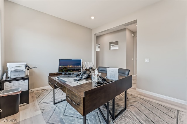 6312 Zephyr Ct, Las Vegas, NV 89149 - office space with baseboards, light wood finished floors, and recessed lighting