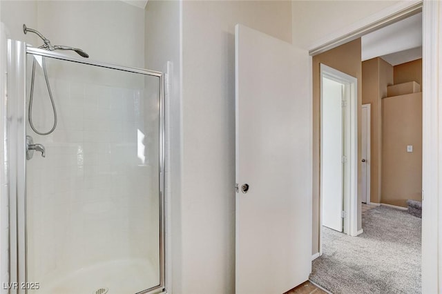 bathroom with a stall shower