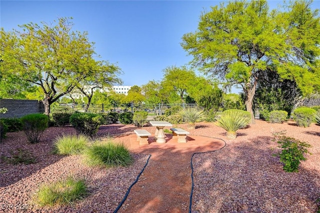 view of yard featuring a patio area and fence