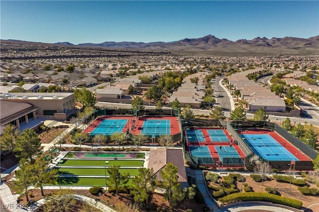 aerial view with a residential view and a mountain view