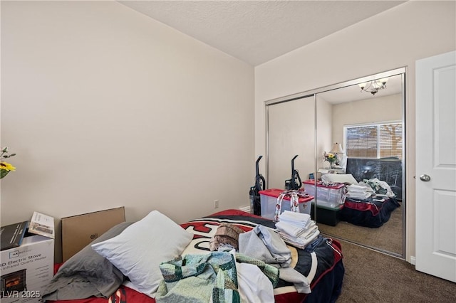 bedroom with a closet and carpet