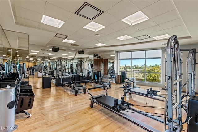 9101 Alta Dr Unit 1206, Las Vegas, NV 89145 - workout area with wood finished floors and a paneled ceiling